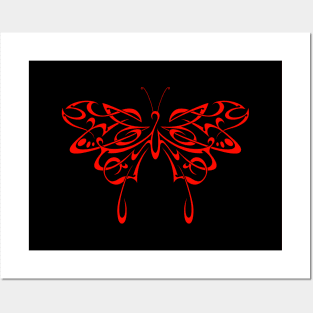 Tribal butterfly (red) Posters and Art